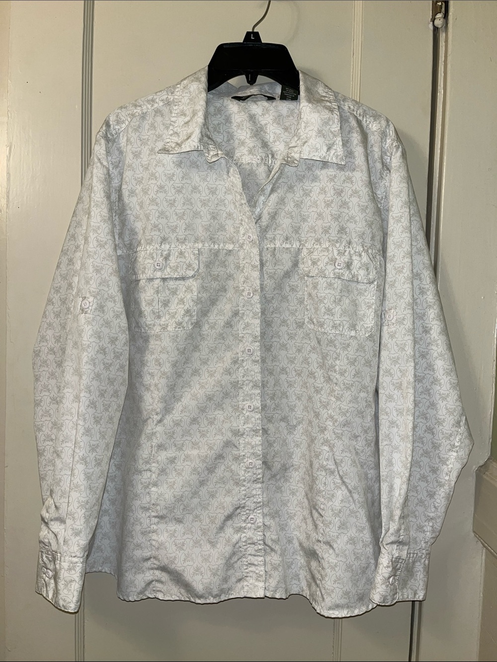 White Patterned Long-Sleeve Shirt